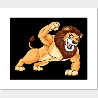 Funny Lion as a bodybuilder Posters and Art